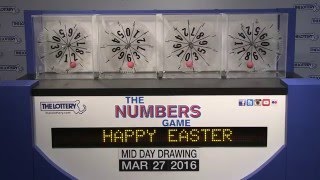 Midday Numbers Game Drawing: Sunday, March 27, 2016