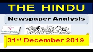 The Hindu Newspaper Analysis  31st December 2019
