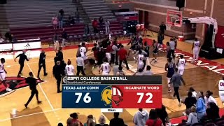 Texas A&M Commerce vs Incarnate Word wild fight breaks out during handshake line