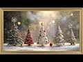 miniature christmas magic christmas trees with falling snow 4k art screensaver