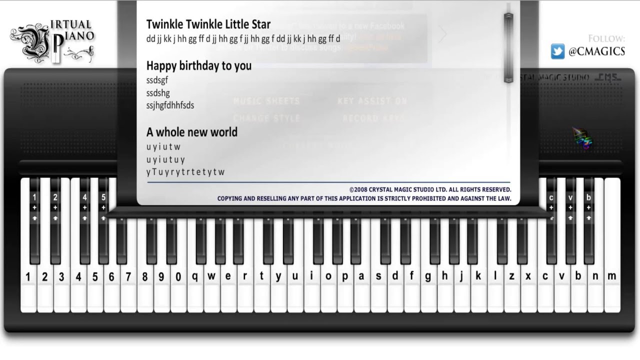 Virtual Piano Sheet Washkool