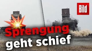 Dieses Bergwerks-Gebäude bleibt nach Sprengung einfach stehen