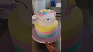 Hermoso pastel de 2 pisos para niña de unicornio #cakeunicorn