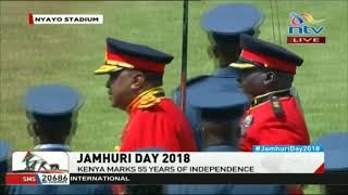 President Kenyatta inspects the guard of honor at the Jamhuri day celebrations