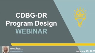 Designing Effective CDBG-DR Programs Webinar