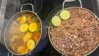 Sopa de RES y SALPICON de CARNE 🇸🇻