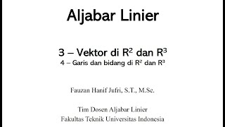 [Aljabar Linier] 3.4 Vektor di R2 & R3 - Garis dan Bidang