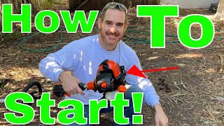 Echo 2-Stroke Brushcutter String Trimmer Line Trimmer Startup Cold Start Revving Sound, How to Start