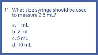 PTCB PTCE Practice Test Question 11 - Syringe Sizes (Pharmacy Technician CPhT Test Prep)