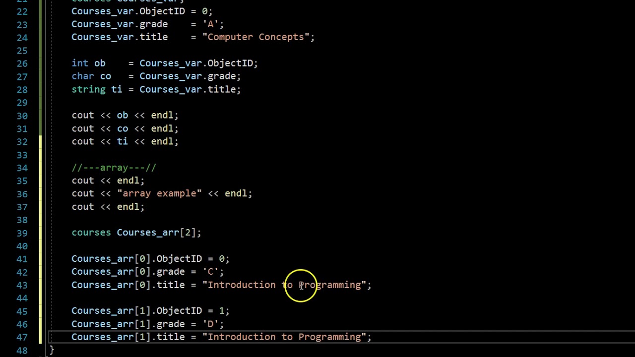 Std Vector With Struct