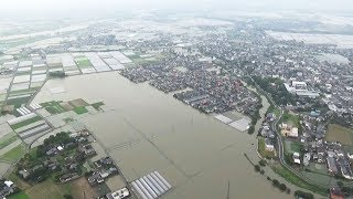 田畑が一夜で大海原に　氾濫寸前だった九州最大の筑後川　西日本豪雨　福岡県久留米市