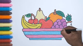 Menggambar dan Mewarnai Buah-buahan dalam Keranjang | How to Draw Fruits #Painting #Coloring