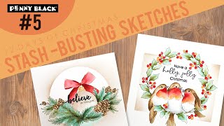 Stash-Busting Sketches | #5 Easy Stencil Backgrounds | 12 Days of Christmas Cardmaking