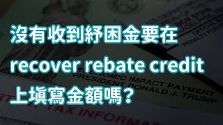 沒有收到紓困金要在recover rebate credit上填寫金額嗎？