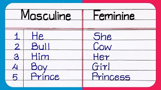 50 Change the Gender In English Grammar || masculine and feminine Gender || 50 gender name