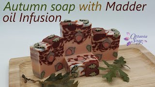 Cold process soap making – Autumn Soap With Madder root powder – soap dough embeds - SUBTITLED