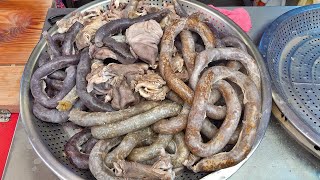 양산 남부시장 맛집 맛자랑순대 수제 순대 내장 썰기 몰아보기 sundae pork sausage intestines Korean street food