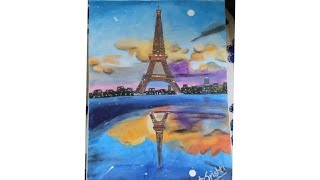 Easy Realistic Eiffel Tower Drawing with Oil Pastels #shorts #easydrawing #art #oilpasteldrawingreal