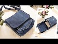 DIY No Zipper Square Flap Over Denim Crossbody Bag Out of Old Jeans | Bag Tutorial | Upcycle Craft