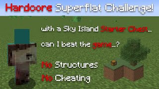 Can I beat Minecraft Hardcore Superflat with a Skyblock Starter Chest? Getting Iron!