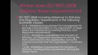 Statutory and Regulatory Requirements -  Expectations in an ISO 9001 QMS Audit