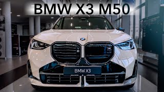 2025 BMW X3 M50 in Dune Grey. Interior and exterior in details