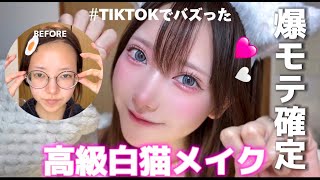 【爆モテ確定】TIKTOKでバズった高級白猫メイク🐈💖をやったら絶対にモテるあざとい女が爆誕した