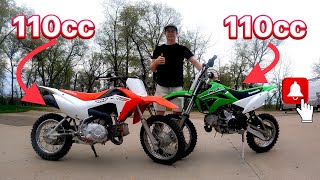 110cc Dirtbike Battle! (Honda CRF110 vs Kawasaki 110RL)