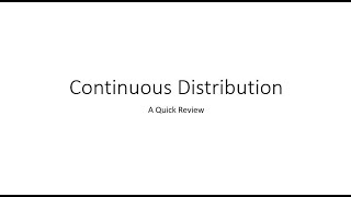 Continuous Distribution in less than 15 mins | A for Analysis