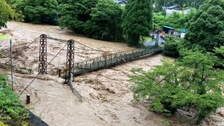 【大雨】濁流の高時川・北川橋付近の様子（2022年8月5日　滋賀県長浜市）