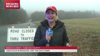 A major mudslide washed away portions of Highway 70 North in Hawkins County