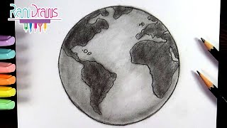 Cómo dibujar PLANETA TIERRA con LÁPIZ - How to draw the EARTH with PENCIL