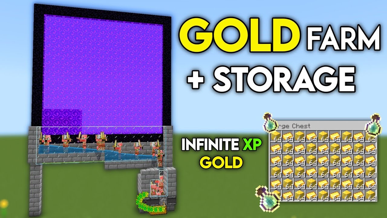 EASY Gold XP Farm With Storage System - Minecraft Bedrock 1.21! - YouTube