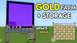 EASY Gold XP Farm with Storage System - Minecraft Bedrock 1.20!