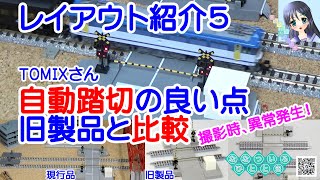 【鉄道模型】レイアウト紹介５！TOMIXさん自動踏切！撮影中に異常発生！旧製品の踏切も比較紹介／蒸気機関車、C57、EF64、２軸貨車、ゆふいんの森、等【走行動画】