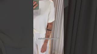 Conjunto Branco Blusa e Calça Moletinho Detalhes Ribana Nude