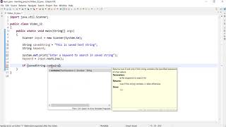 Java 32: Check if a string is contained in another string using the contains method
