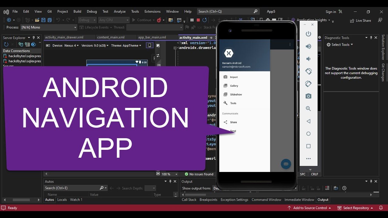 Xamarin Android Visual Studio 2019 Navigation Drawer Xamarin