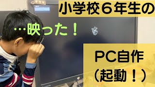 小学校６年生のパソコン自作（配線３、起動！）2025年  …映った！来たねぇ！うれしい！