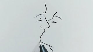 How to Draw couple Lip Kissing Drawing