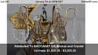 Attributed To BACCARAT Gilt Bronze and Crystal