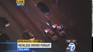 Pursuit suspect has close calls with train, big rig in Inland Empire | ABC7