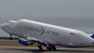 [FHD]巨大貨物機の離陸!!! Dreamlifter Boeing 747-4H6 LCF Chubu Centrair International Airport