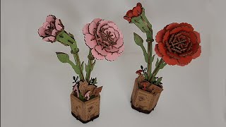 Flower - Red and Pink Carnation from Rowood, Wooden Bloom Craft TW51 TW52