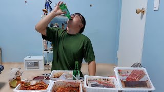 소주원샷925병,926병째 실비김치랑 보쌈 환상의 조합~!!#실비김치 #매운김치 (Soju Mukbang Bottoms up)