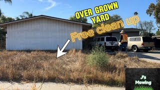 Over grown front yard transformation COMPLETELY (FREE) home owner was impressed.