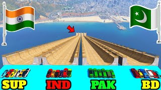 GTA 5 INDIA VS PAKISTAN VS VS BANGLADESH VS SUPER CARS LONG JUMPING CHALLENGE -