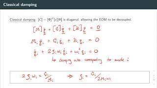 Unit 8.1 - Damped MDOF Systems: Classical Damping
