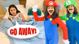*PRANK* Annoying Our Sister For 24 HOURS as Mario and Luigi | GEM Sisters