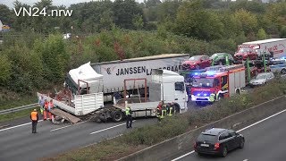 04.10.2018 - VN24 - Truck races at the end of a traffic jam on A1 near Schwerte - hours of closures